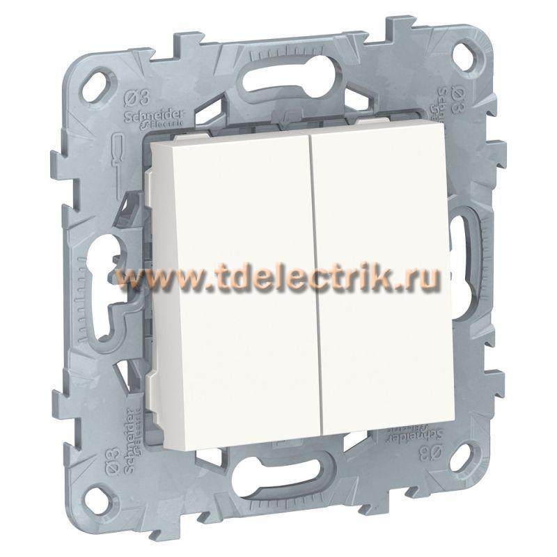 Фотография №1, UNICA NEW переключатель 2-клавишный, 2 х сх. 6, 10 AX, 250 В, белый