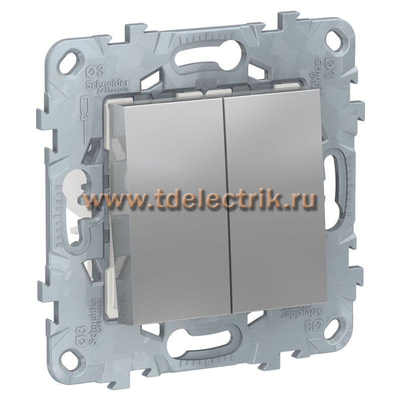 Фотография №1, UNICA NEW переключатель 2-клав, перекрестный, 2 x сх. 7, 10 AX, 250 В, алюминий