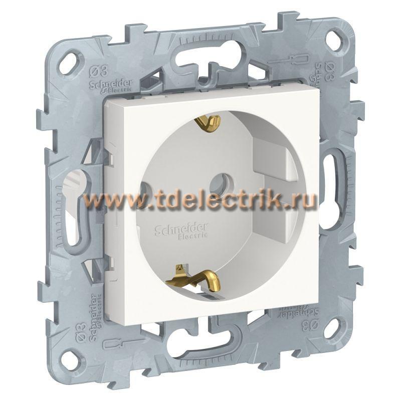 Фотография №1, UNICA NEW розетка с заземлением, со шторками, винт. зажим, 16 А, 250 В, белый