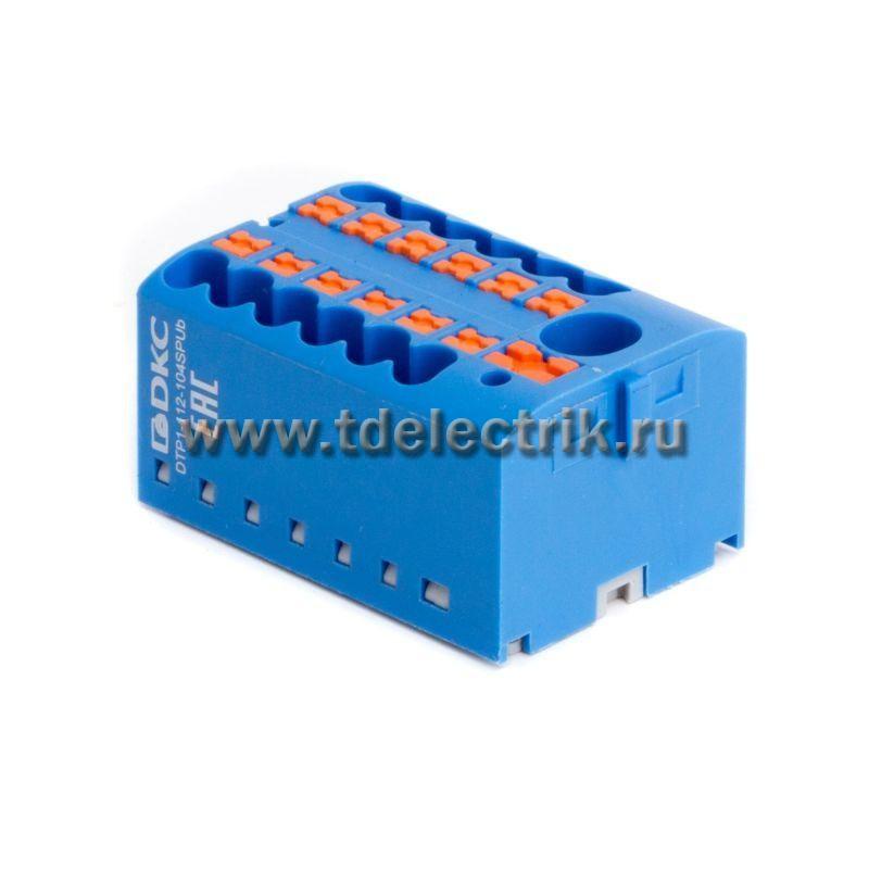 Фотография №1, Блок распределительный, зажим push-in, 1 ввод 6 кв.мм, 12 точек подключения 2,5 кв.мм, синий