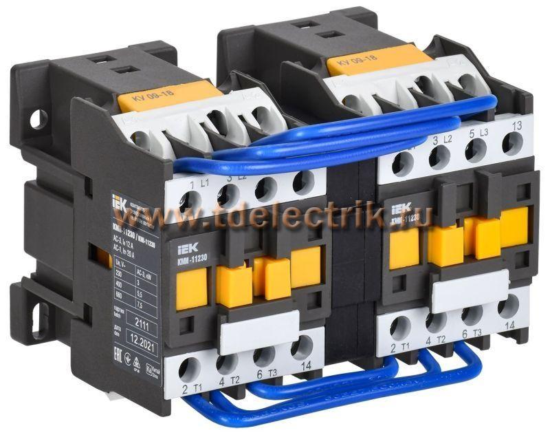 Фотография №1, Контактор КМИ-11230 реверс 12А 400В/АС3 2NO IEK