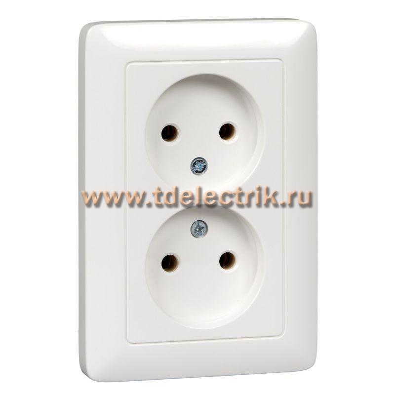 Фотография №1, ХИТ С/У Розетка двойная без заземления без шторок 16А 250В белый. Россия