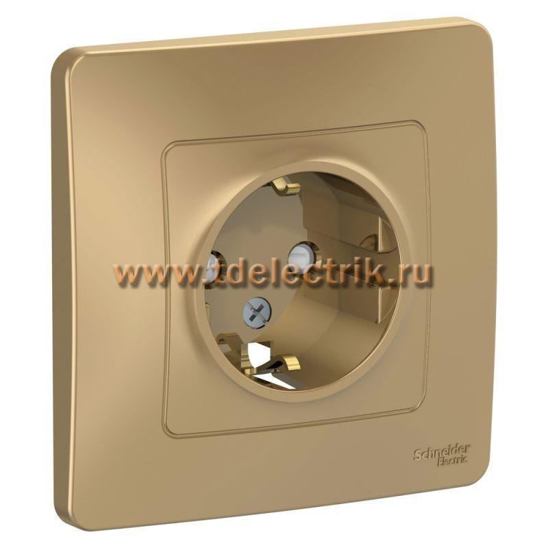 Фотография №1, BLANCA С/У Розетка с заземлением со шторками, 16А, 250В, титан