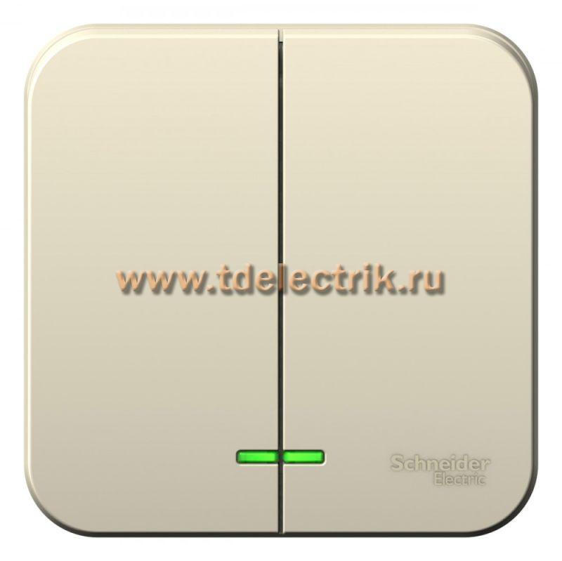 Фотография №1, BLANCA О/У 2-клавишный выключатель (cх.5) с подсвет, 6А, 250В, молочный