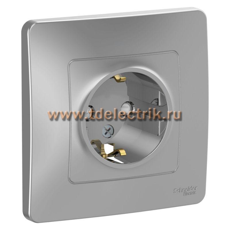 Фотография №1, BLANCA С/У Розетка с заземлением со шторками, 16А, 250В, алюминий