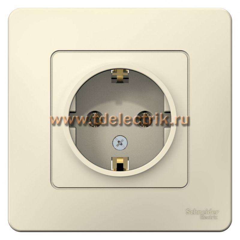 Фотография №1, BLANCA С/У Розетка с заземлением без шторок, 16А, 250В, молочный