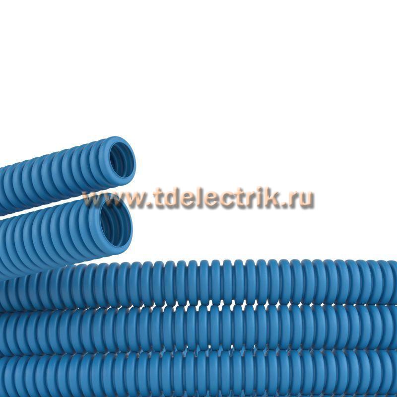 Фотография №1, Труба ППЛ гибкая гофр. D=32 мм, тяжёлая без протяжки, цвет синий (бухта 25 м)