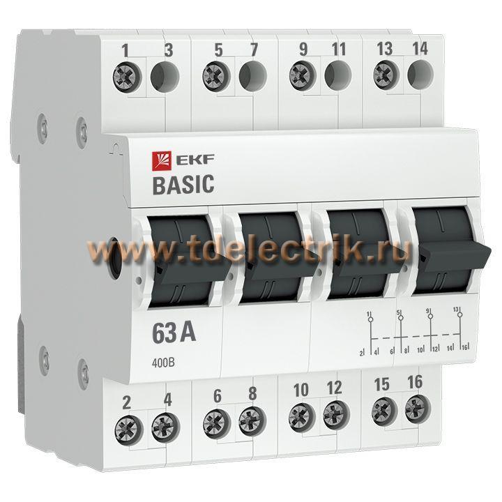 Фотография №1, Трехпозиционный переключатель 4P 63А EKF Basic