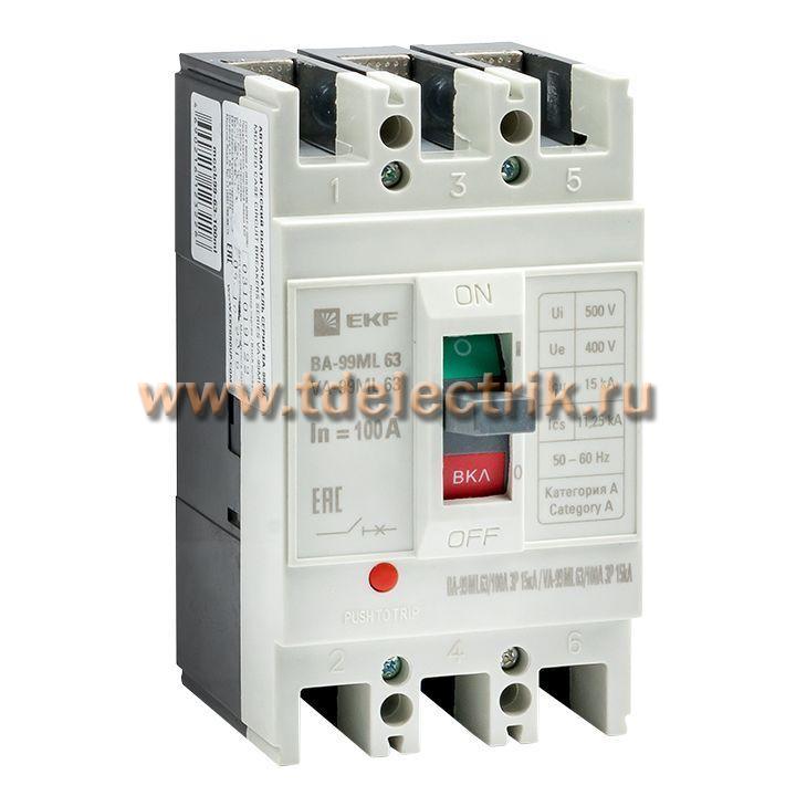 Фотография №1, Автоматический выключатель ВА-99МL   63/100А 3P 15кА EKF Basic