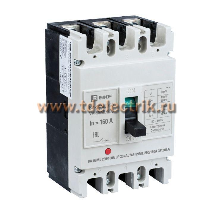 Фотография №1, Автоматический выключатель ВА-99МL 250/160А 3P 20кА EKF Basic