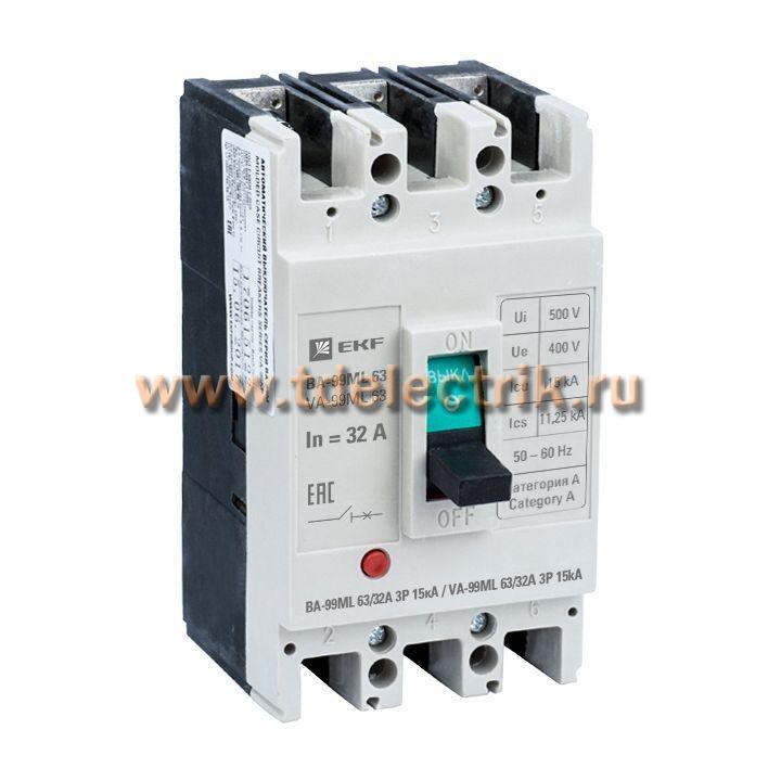 Фотография №1, Автоматический выключатель ВА-99МL   63/ 32А 3P 15кА EKF Basic