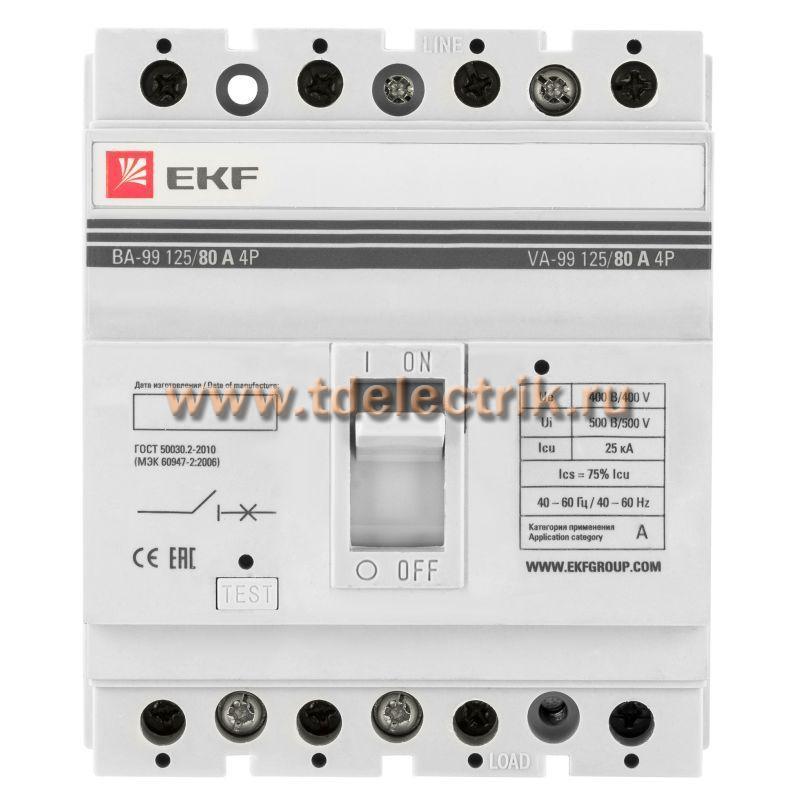 Фотография №1, Выключатель автоматический ВА-99  125/ 80А 4P 25кА EKF PROxima