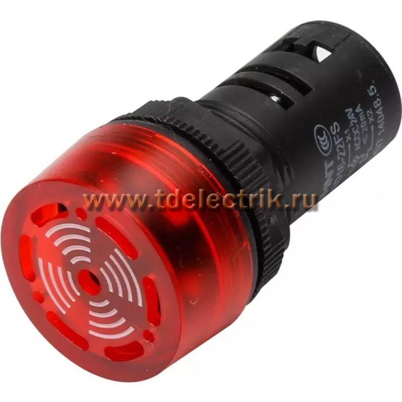 Фотография №1, Сигнализатор звуковой ND16-22FS Φ22 мм красный LED АС220В (R)