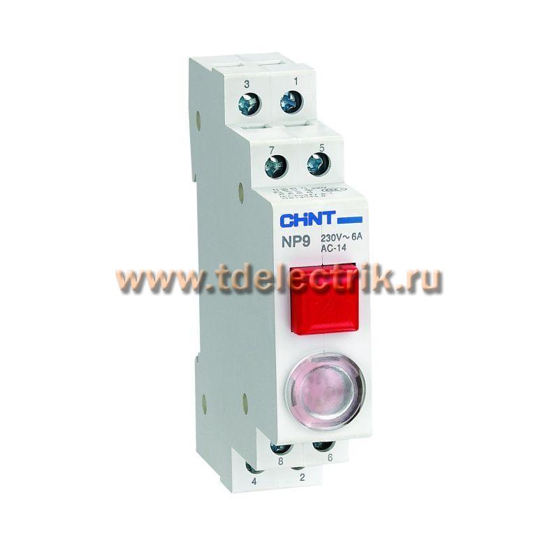 Фотография №1, Кнопка модульная NP9-12D3/2 с подсветкой, 1НО+2НЗ, AC/DC230В, красная (R)