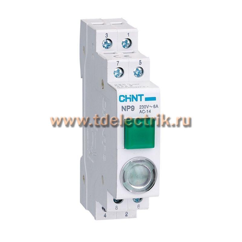 Фотография №1, Кнопка модульная NP9-12D3/1 с подсветкой, 1НО+2НЗ, AC/DC230В, зеленая (R)