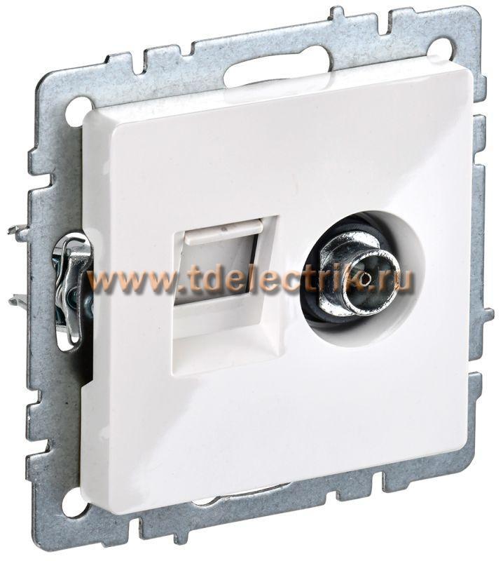 Фотография №1, BRITE Розетка двойная TV+RJ45 кат.5E РТВ/РК12-БрБ бел. IEK