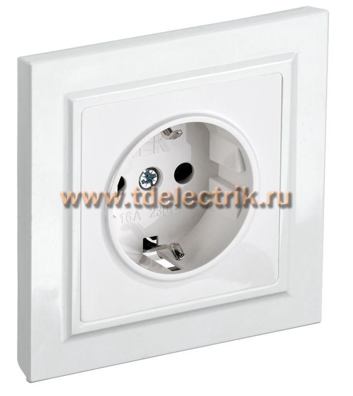 Фотография №1, BRITE Розетка с з/к/ш 16А в сб. РСР14-1-0-БрБ бел. IEK