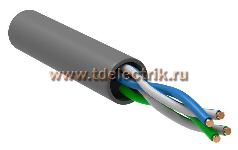 Фотография №1,  Витая пара U/UTP кат. 5E 2х2х0,52 solid LSZH нг(А)-HF серый (305м) РФ