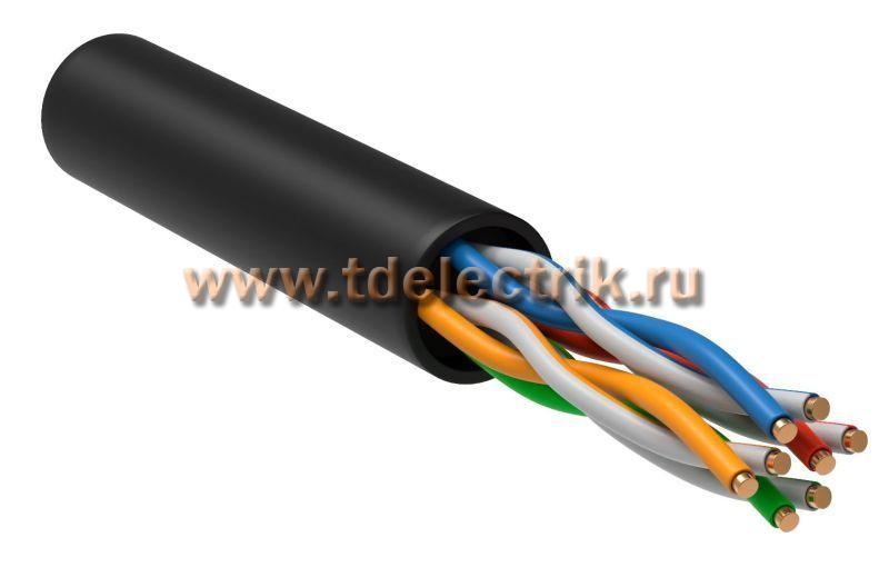 Фотография №1,  Витая пара U/UTP кат. 5E 4х2х24AWG solid LDPE черный (305м) РФ