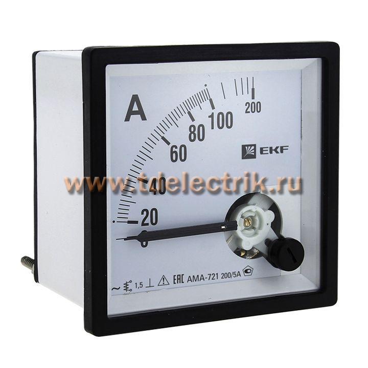 Фотография №1, Амперметр AMA-721 аналоговый на панель (72х72) квадратный вырез 300А трансф. подкл. EKF 