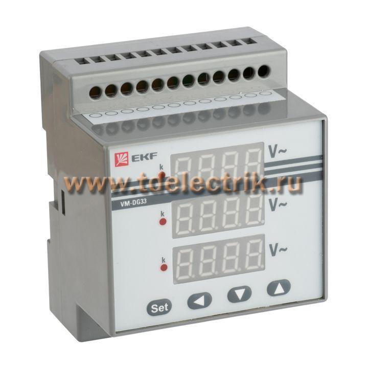 Фотография №1, VD-G33 Вольтметр цифровой на DIN трехфазный EKF PROxima
