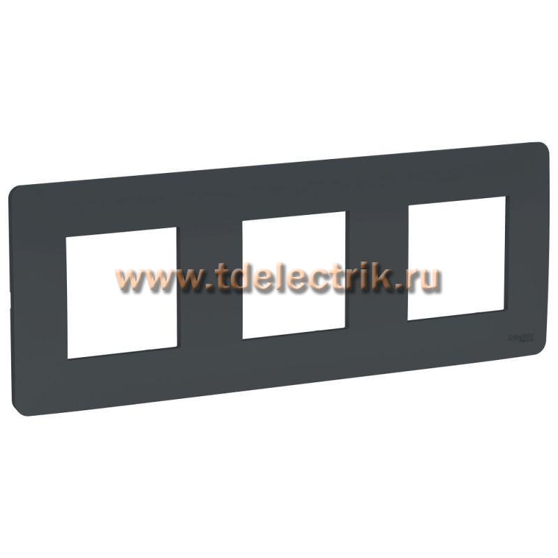 Фотография №1, UNICA STUDIO рамка 3-постовая, антрацит