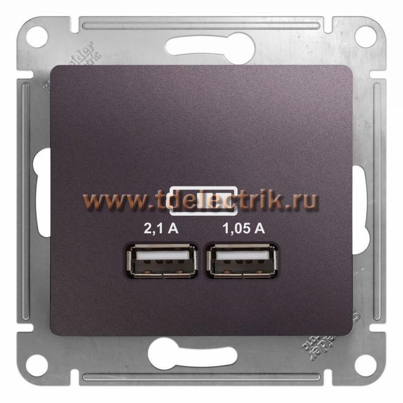 Фотография №1, GLOSSA USB РОЗЕТКА A+A 5В/21 А 2х5В/105 А механизм СИРЕНЕВЫЙ ТУМАН