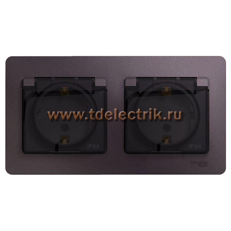 Фотография №1, GLOSSA РОЗЕТКА двойная с заземлениемсо шторками в сборе IP44 СИРЕНЕВЫЙ ТУМАН