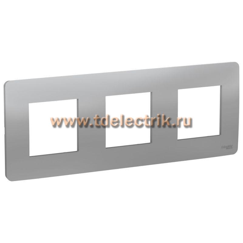 Фотография №1, UNICA STUDIO рамка 3-постовая, алюминий