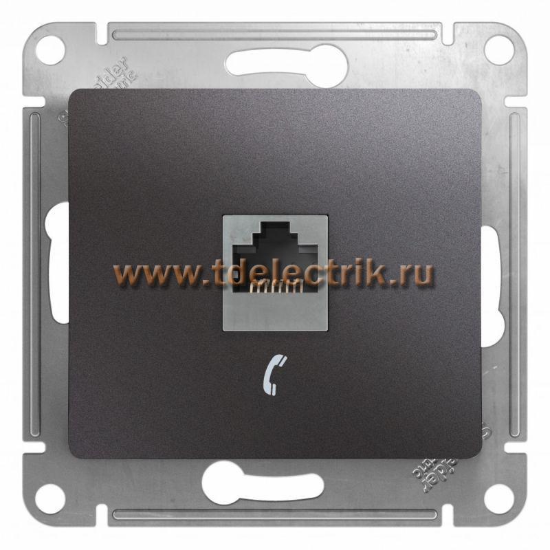 Фотография №1, GLOSSA РОЗЕТКА телефонная RJ11 механизм ГРАФИТ