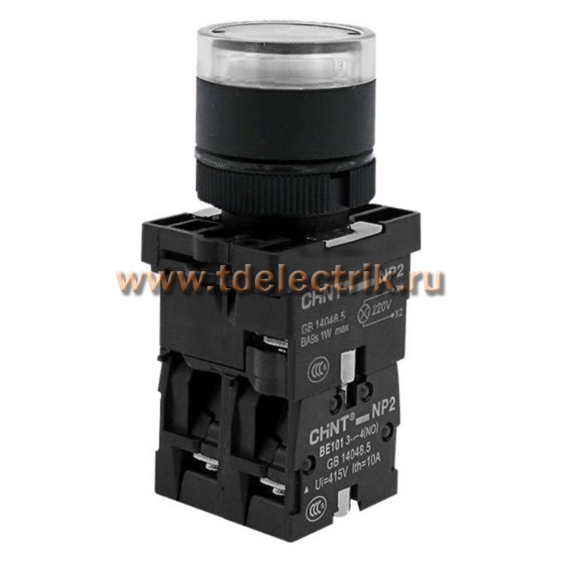 Фотография №1, Кнопка управления NP2-EW3165 1НО+1НЗ белая AC/DC230В(LED), IP40 (R)