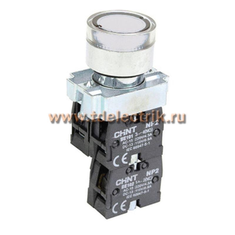 Фотография №1, Кнопка управления NP2-BW1161 выступающая, белая, 1НО, AC/DC230В (LED), IP40 (R)
