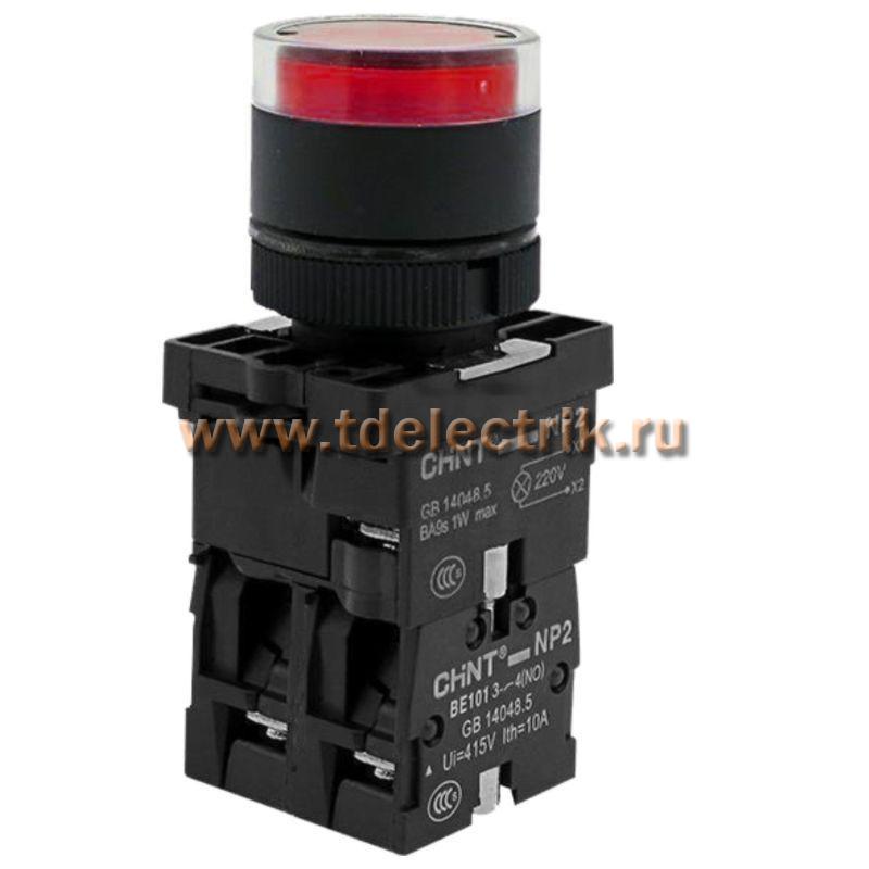 Фотография №1, Кнопка управления NP2-EW3465 1НО+1НЗ красная AC/DC230В(LED), IP40 (R)