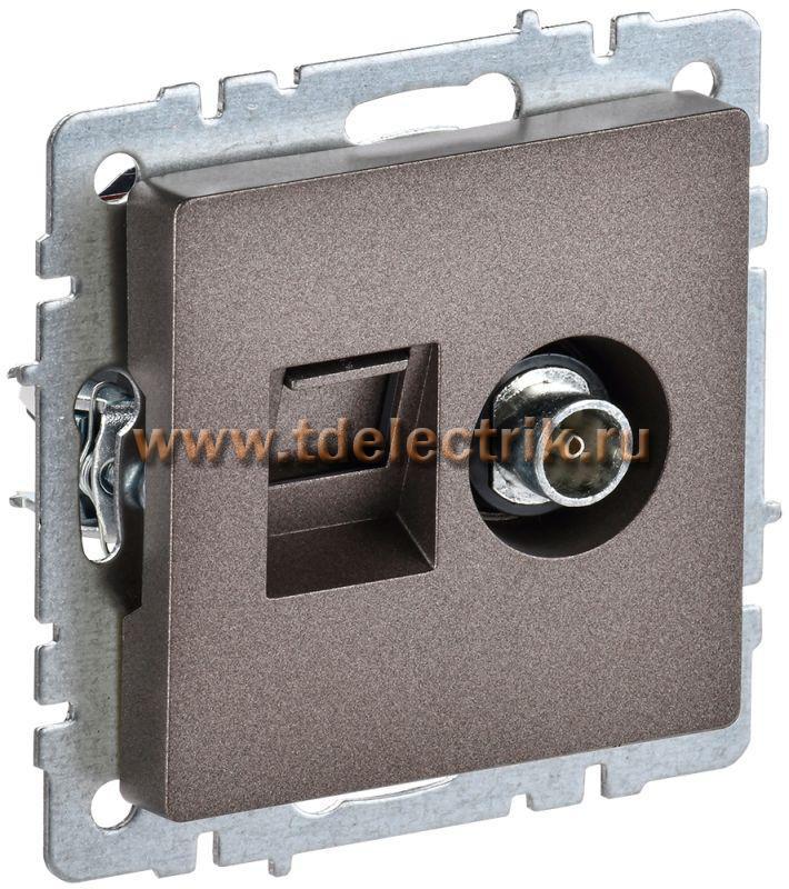 Фотография №1, BRITE Розетка двойная TV+RJ45 кат.5E РТВ/РК12-БрТБ бр. IEK