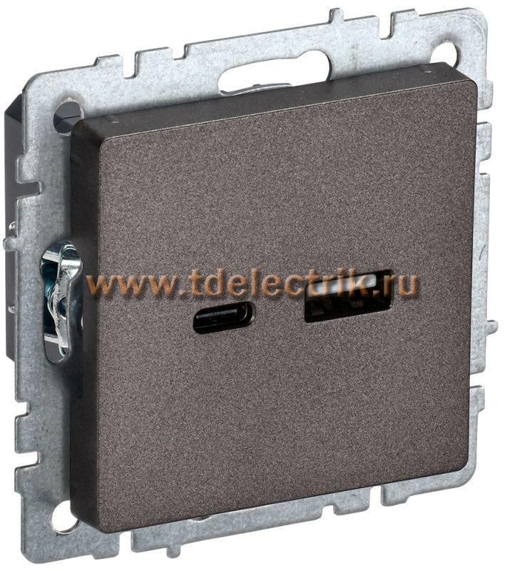 Фотография №1, BRITE Розетка USB A+C 18Вт РЮ11-1-БрТБ бр. IEK