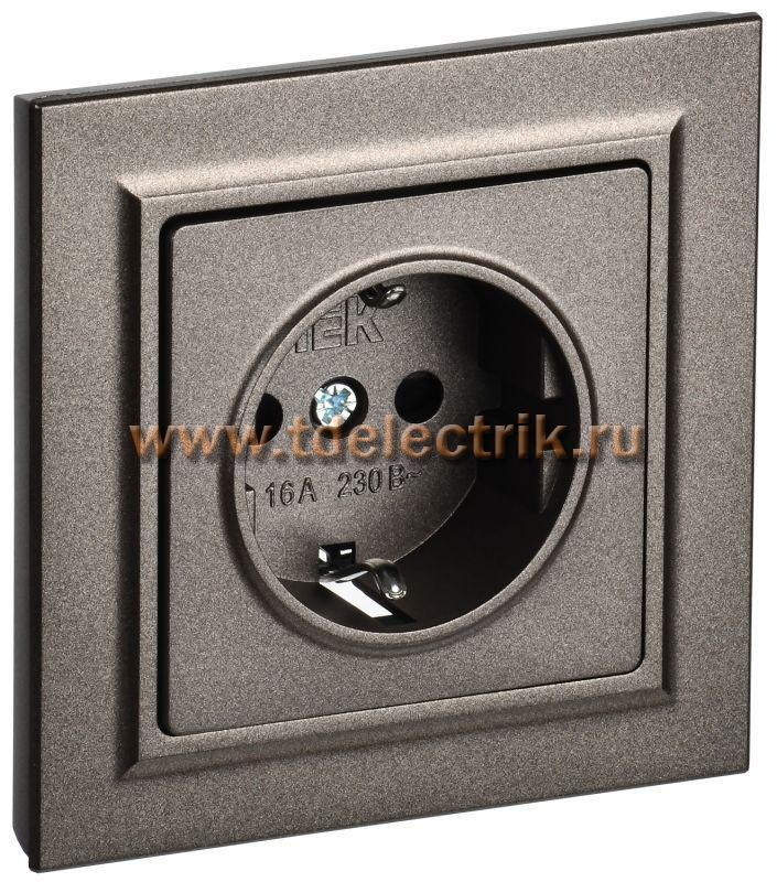 Фотография №1, BRITE Розетка с з/к/ш 16А в сб. РСР14-1-0-БрТБ бр. IEK