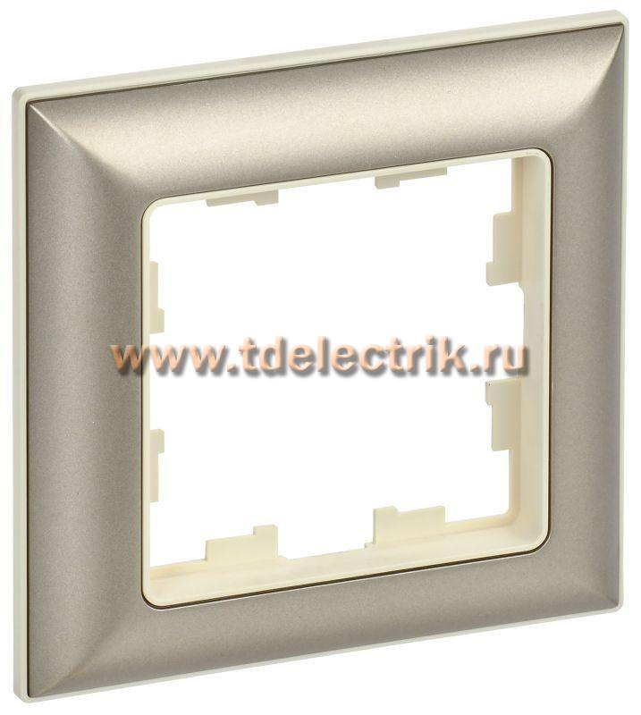 Фотография №1, BRITE Рамка 1-мест. РУ-1-Бр беж./шамп. IEK