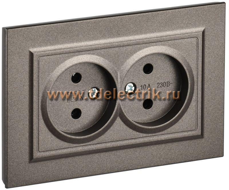 Фотография №1, BRITE Розетка 2-я без з/к/ш 10А в сб. РС12-2-БрТБ бр. IEK