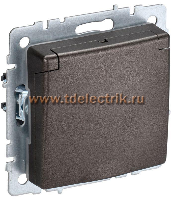 Фотография №1, BRITE Розетка с з/к/ш с кр. 16А IP44 РСбш10-3-44-БрТБ бр. IEK