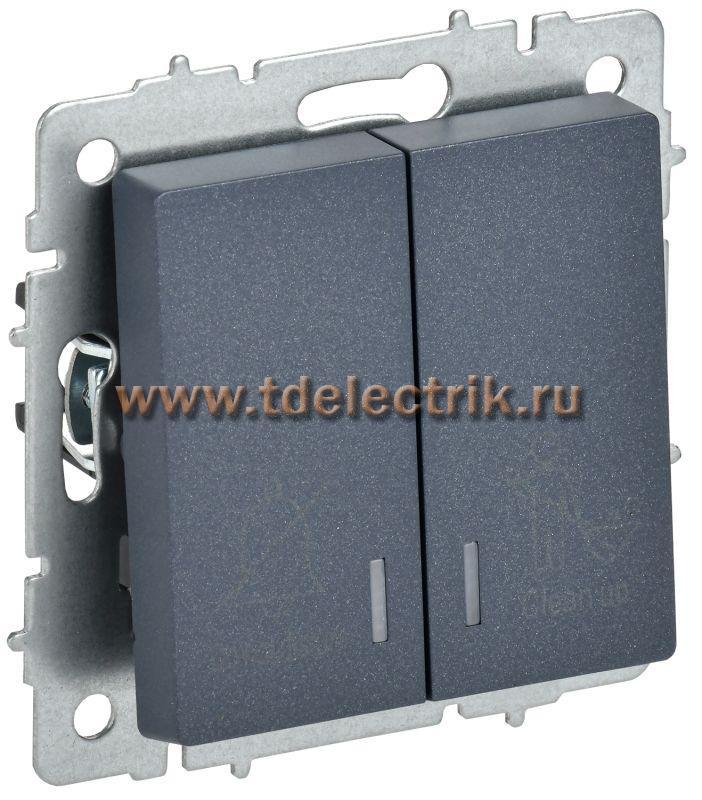 Фотография №1, BRITE Выключатель 2-кл. с инд. отел. 10А ВС10-2-9-БрМ мар. IEK