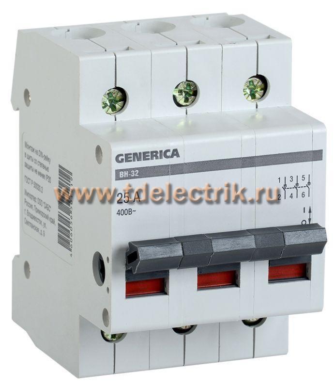 Фотография №1, Выключатель нагрузки (мини-рубильник) ВН-32 3Р 25А GENERICA