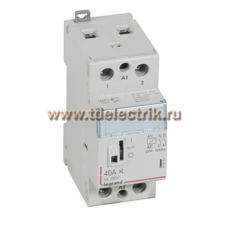 Фотография №1, Контактор CX³ 2П 250 В с катушкой 230 В~ 40 A 2 Н.О. 2 модуля с рукояткой управления малошумный