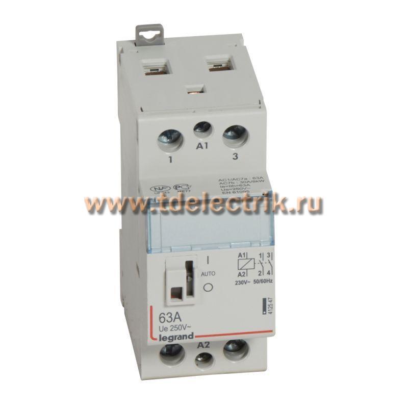Фотография №1, Контактор CX³ 2П 250 В с катушкой 230 В~ 63 A 2 Н.О. 2 модуля с рукояткой управления
