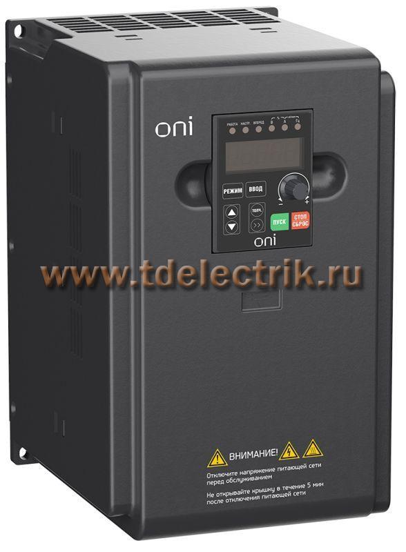 Фотография №1, Преобразователь частоты A150 380В 3Ф 7,5кВт 17А встр. торм ONI