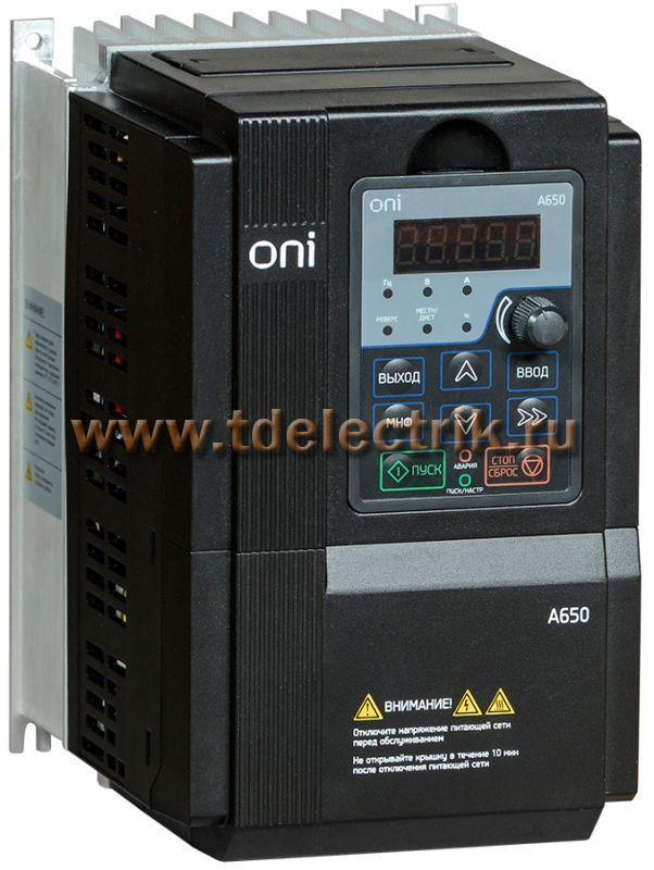 Фотография №1, Преобразователь частоты A650 380В 3Ф 5,5kW 13А ONI