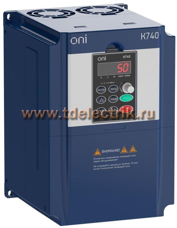 Фотография №1, Преобразователь частоты K740 380В 3Ф1,5кВт 3,7А тор. энк. ONI