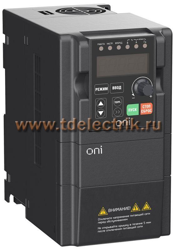 Фотография №1, Преобразователь частоты A150 380В 3Ф 1,5кВт 5А встр. торм ONI