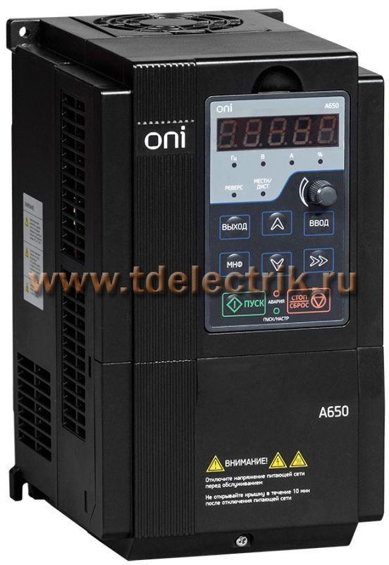 Фотография №1, Преобразователь частоты A650 380В 3Ф 0,75kW 2,5А ONI