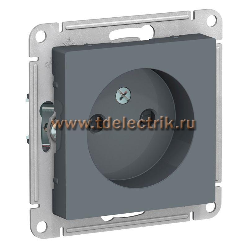 Фотография №1, ATLASDESIGN Розетка без заземления со шторками  16А  механизм  грифель