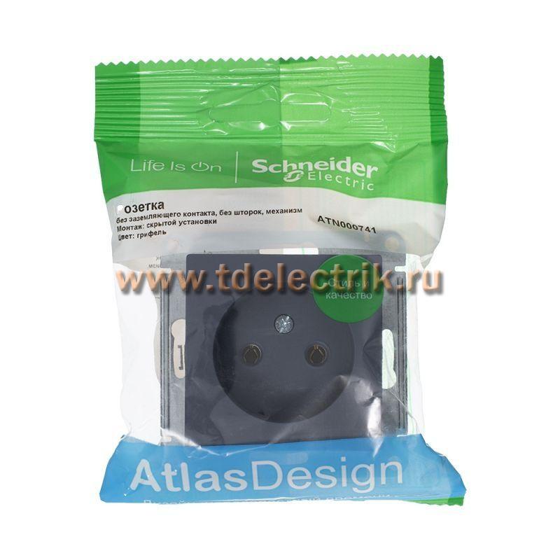 Фотография №1, ATLASDESIGN Розетка без заземления без шторок  16А  механизм  грифель